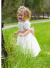 Puff Short Sleeves Ivory Cotton Flower Girl Dress With Frills